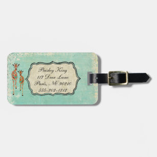 Azure & Amber Giraffes Luggage Tag