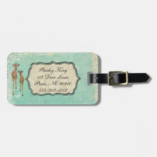 Azure & Amber Giraffes Luggage Tag