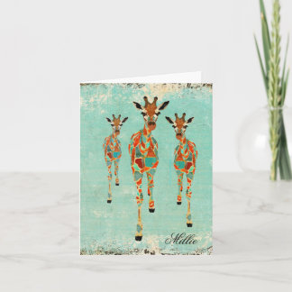 Azure & Amber Giraffes Name Notecard