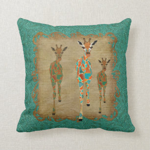 Azure & Amber Giraffes Shadows MoJo Pillows