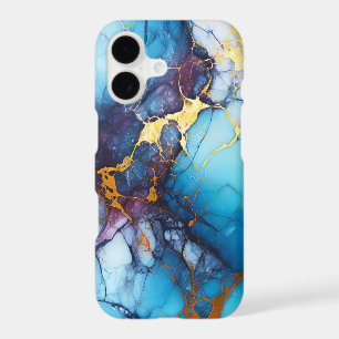 Azure & Amethyst Marble with Golden Veins