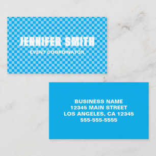 Azure and Blue Chequerboard Minimalist Business Card