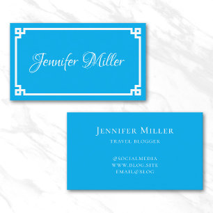 Azure and White Greek Key Minimalist Business Card