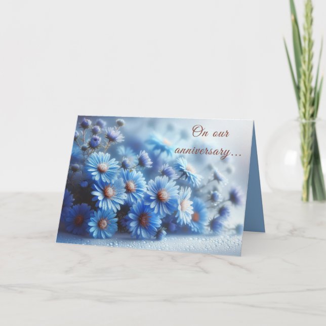 Azure Aster Flowers Collection - Anniversary Card (Front)