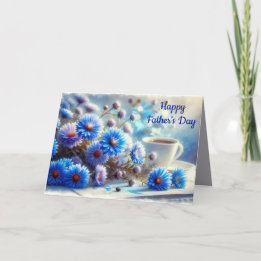 Azure Aster Flowers Collection - Father's Day (2) Holiday Card