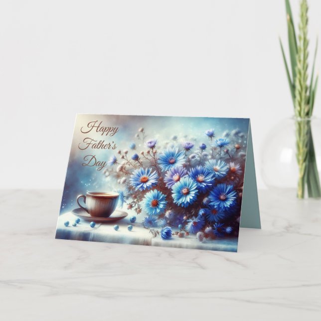 Azure Aster Flowers Collection - Father's Day Card (Front)