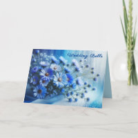 Azure Aster Flowers Collection - Wedding Card