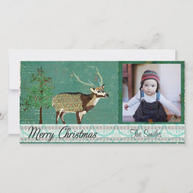 Azure Axis Deer Christmas  Photo Card (Front)