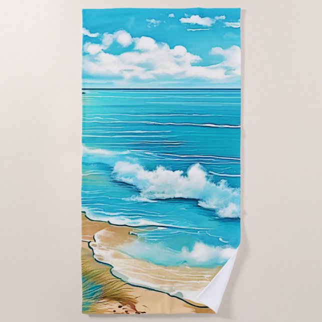 Azure Beach Calm Design Towel (Front)