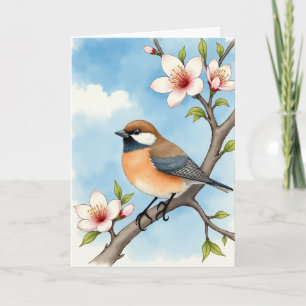 Azure Bird Branch Card