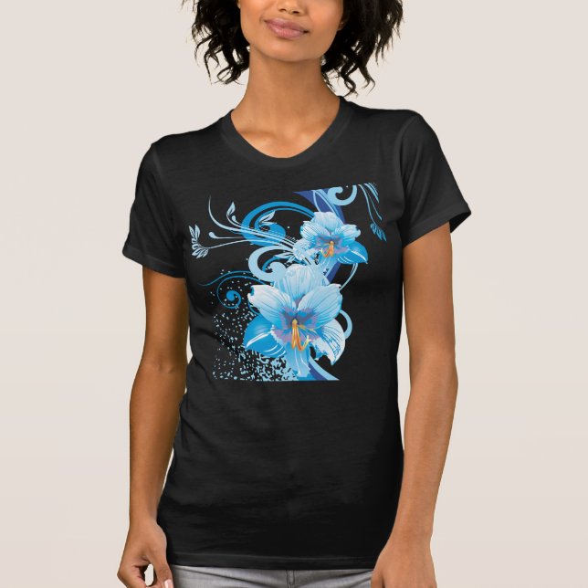 Azure Bloom Elegance T-Shirt (Front)