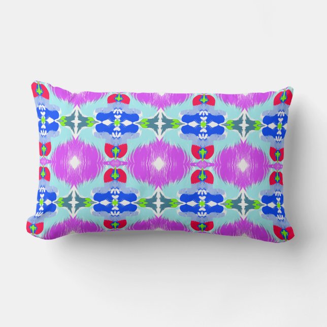 Azure Bloom Kaleidoscope Lumbar Cushion (Front)