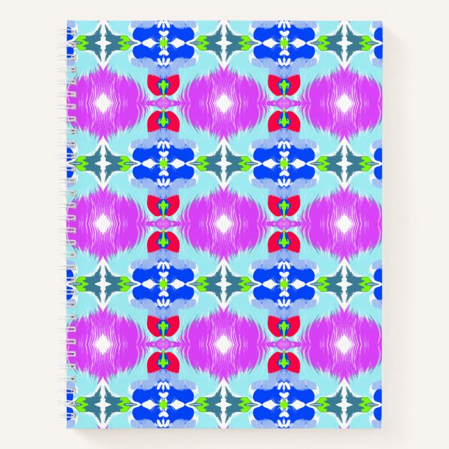 Azure Bloom Kaleidoscope Notebook (Front)