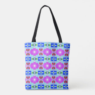 Azure Bloom Kaleidoscope Tote Bag