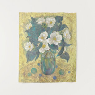 Azure Bloom of the Winter Camellia Tapestry