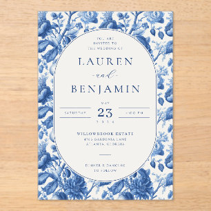 Azure Blooms Wedding Acrylic Invitations