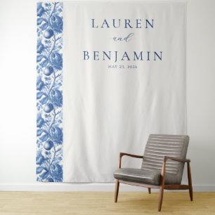 Azure Blooms Wedding Tapestry