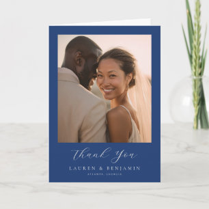 Azure Blooms Wedding Thank You Card
