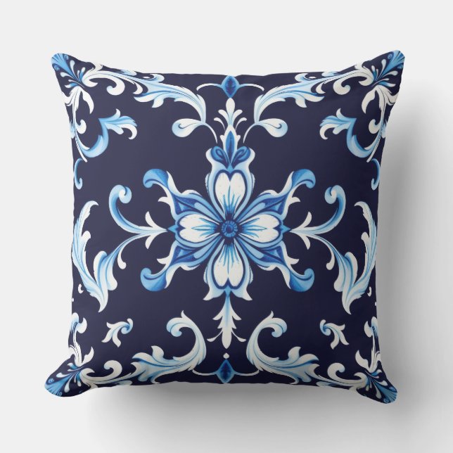 azure blossom outdoor pillow (Front)