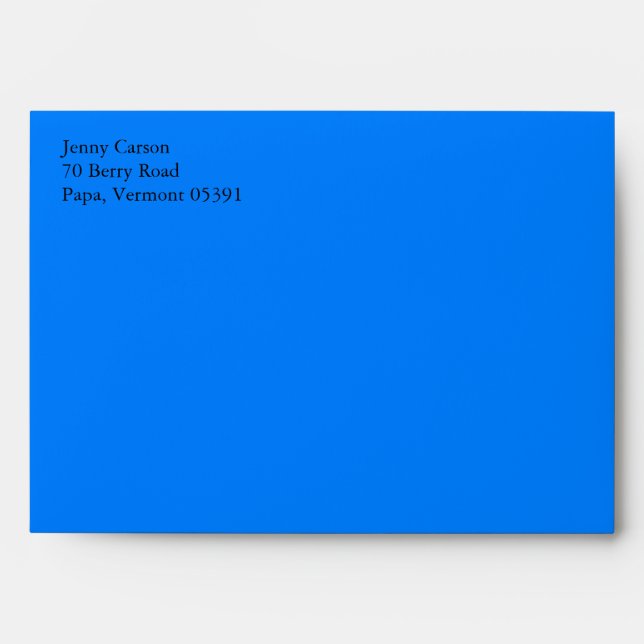 Azure Blue A7 5x7 Envelopes With Return Address (Front)
