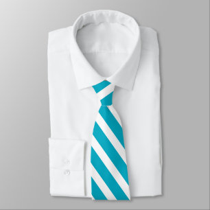 Azure Blue and White Geometric Stripes Tie