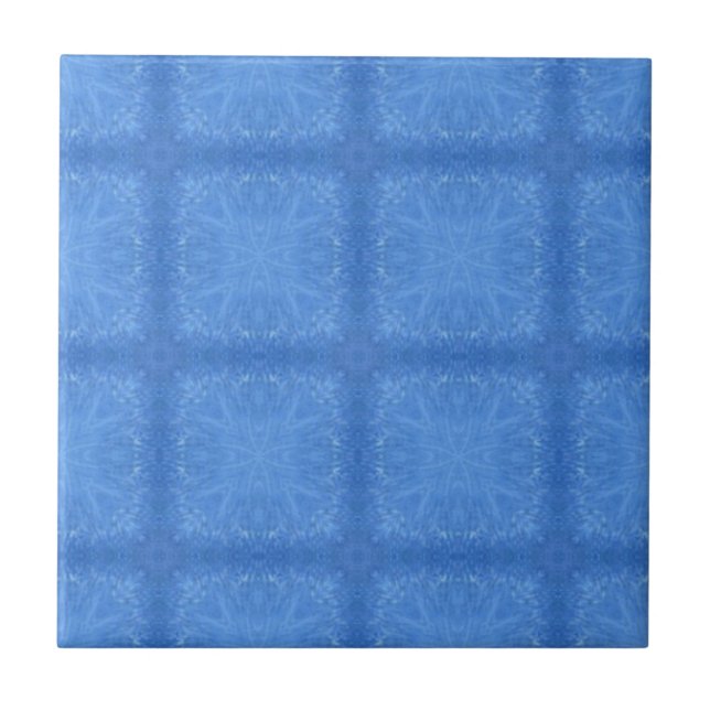 Azure blue beautiful geometric design decorative tile (Front)