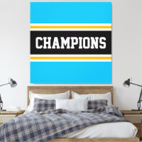 Azure Blue Black White Orange CHAMPIONS Stripes