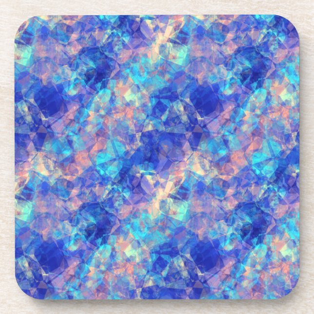 Azure Blue Crumpled Texture Coaster (Front)