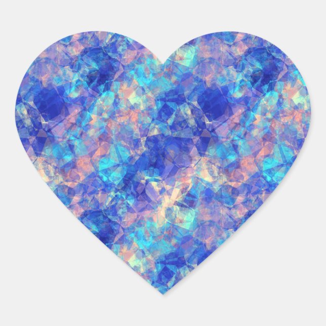 Azure Blue Crumpled Texture Heart Sticker (Front)