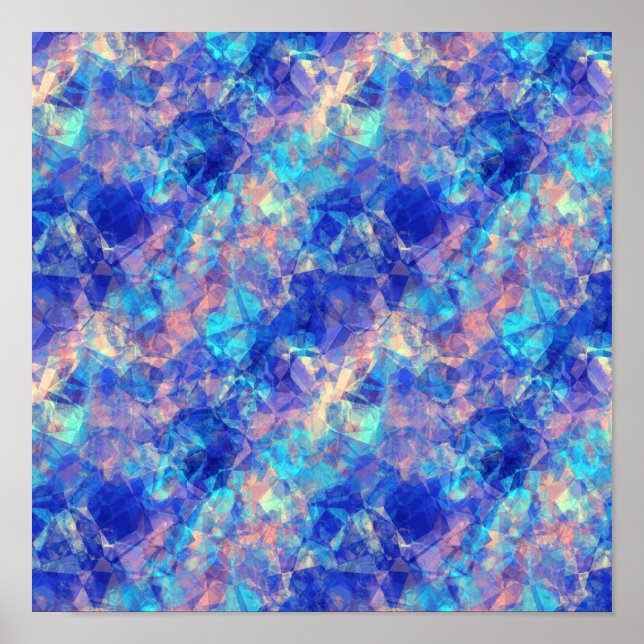 Azure Blue Crumpled Texture Poster (Front)