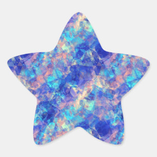 Azure Blue Crumpled Texture Star Sticker