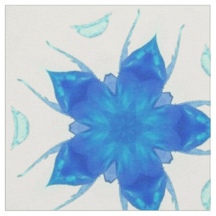 Azure blue flower sapphire geometric design fabric