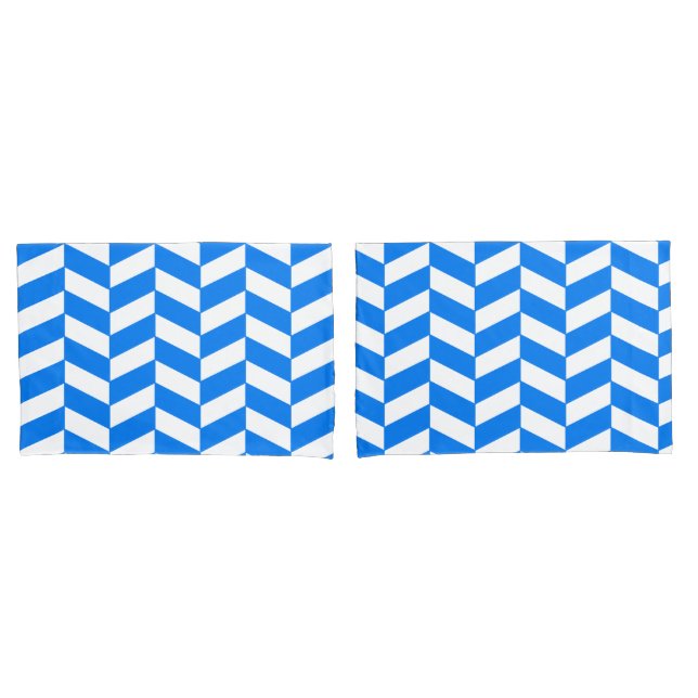 Azure Blue Herringbone Pillowcase (Front-Set)