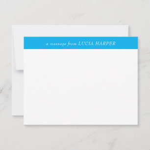 Azure Blue Monogram Family Name Note Card