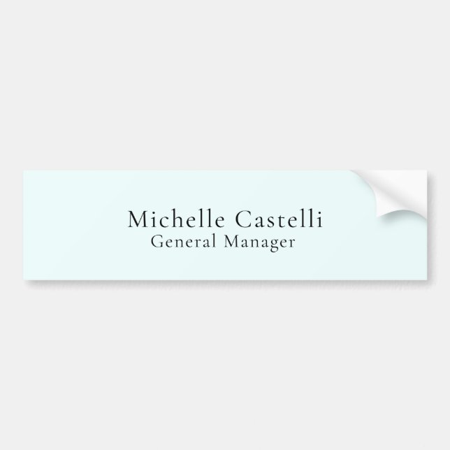 Azure Blue Professional Unique Classical Simple Bumper Sticker (Front)