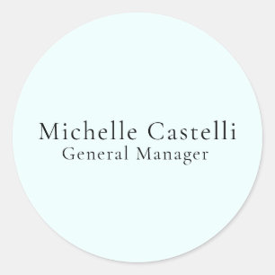 Azure Blue Professional Unique Classical Simple Classic Round Sticker