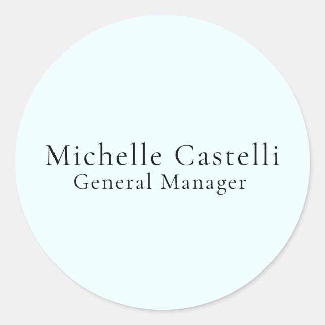 Azure Blue Professional Unique Classical Simple Classic Round Sticker (Front)