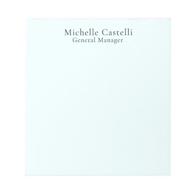 Azure Blue Professional Unique Classical Simple Notepad (Front)