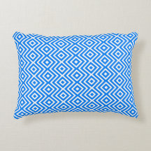 Azure Blue Retro Geo Diamonds