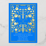 Azure Blue Royal Mediaeval Sword Wedding<br><div class="desc">Celebrate your special day with this Royal Mediaeval Sword Wedding design. This design features a frame with a sword and flowers. The back of this product is printed in flat colours and is NOT real foil.</div>