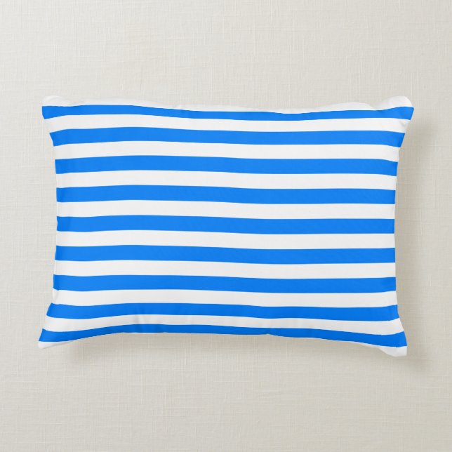 Azure Blue Stripes Decorative Cushion (Back)