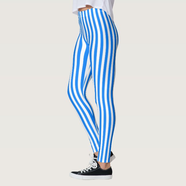 Azure Blue Stripes Leggings (Left)