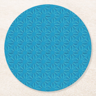 Azure blue texture pattern round paper coaster