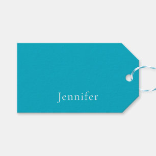 Azure Blue Trendy Modern Minimalist Name Gift Tags