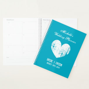 Azure blue vintage heart wedding planner organizer