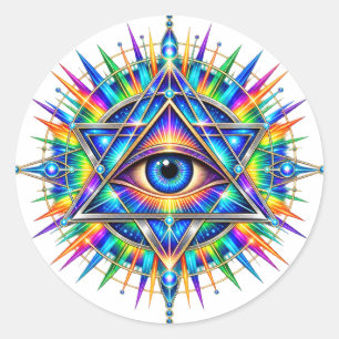 Azure Chevron Eye 3in Round Sticker