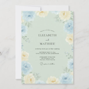 Azure Cream Peony Wedding Invitation