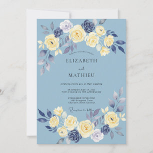 Azure Cream Petal Wedding Invitation