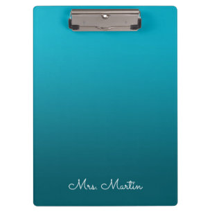 Azure Dark Teal Gradient Personalised Teacher Clipboard