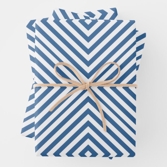 Azure Diamond Chevron Wrapping Paper Sheets (In situ)